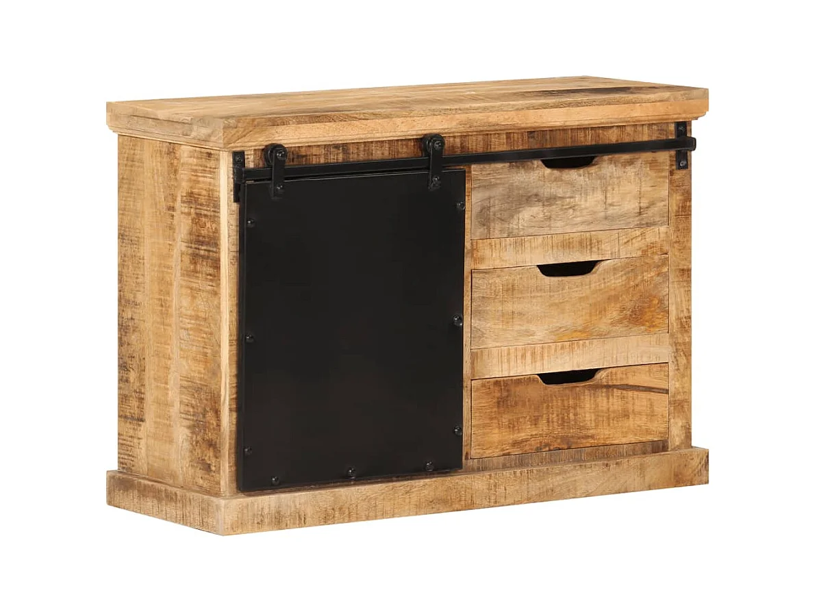Credenza | Buffet | Armadio 80x30x55 cm in Legno Grezzo Massello di Mango