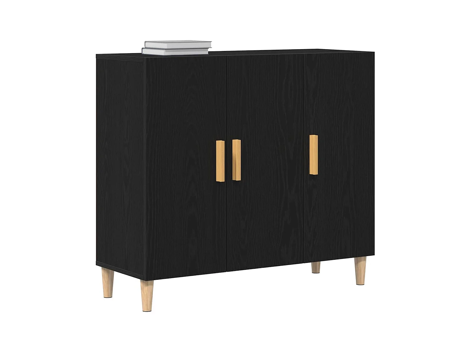 Sideboard | Credenza | Armadio Nero Rovere 90x34x80 cm in Legno Compresso