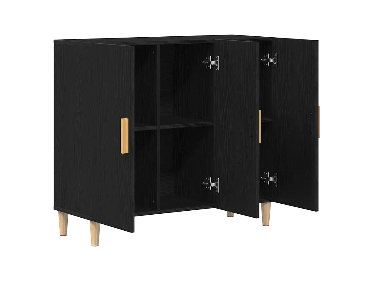 Sideboard | Credenza | Armadio Nero Rovere 90x34x80 cm in Legno Compresso