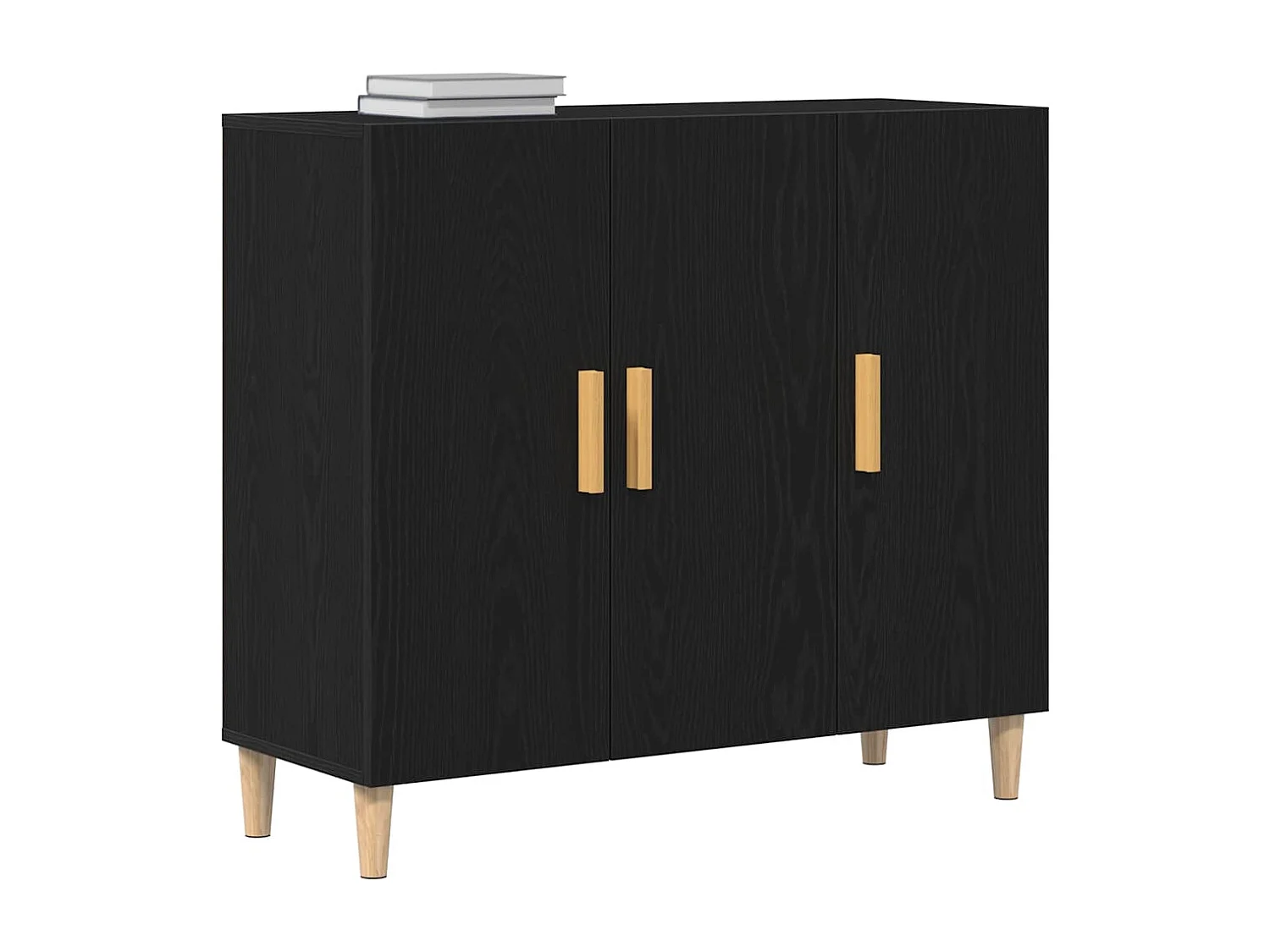 Buffet | Bahut | Meuble de rangement Noir Chêne 90x34x80 cm en Bois d'ingénierie