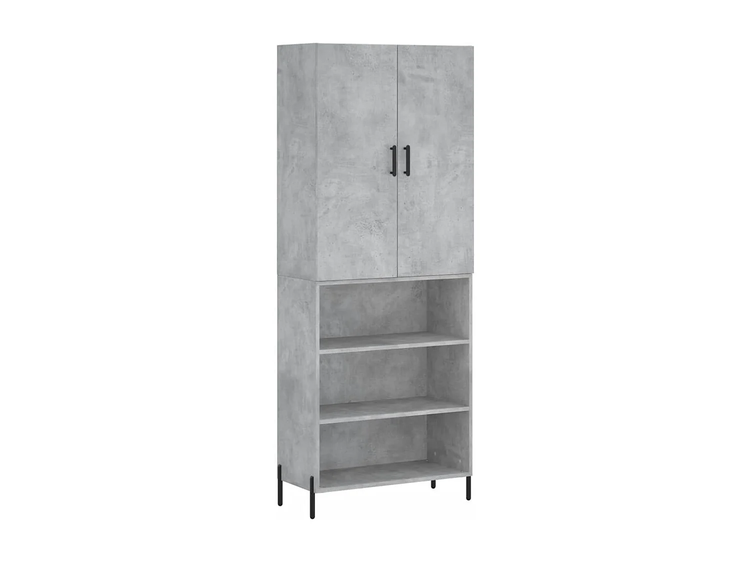 Buffet | Bahut | Meuble de rangement haut Gris béton 69,5x34x180 cm Bois d'ingénierie