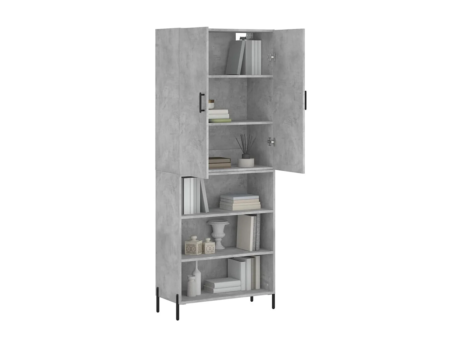 Buffet | Bahut | Meuble de rangement haut Gris béton 69,5x34x180 cm Bois d'ingénierie