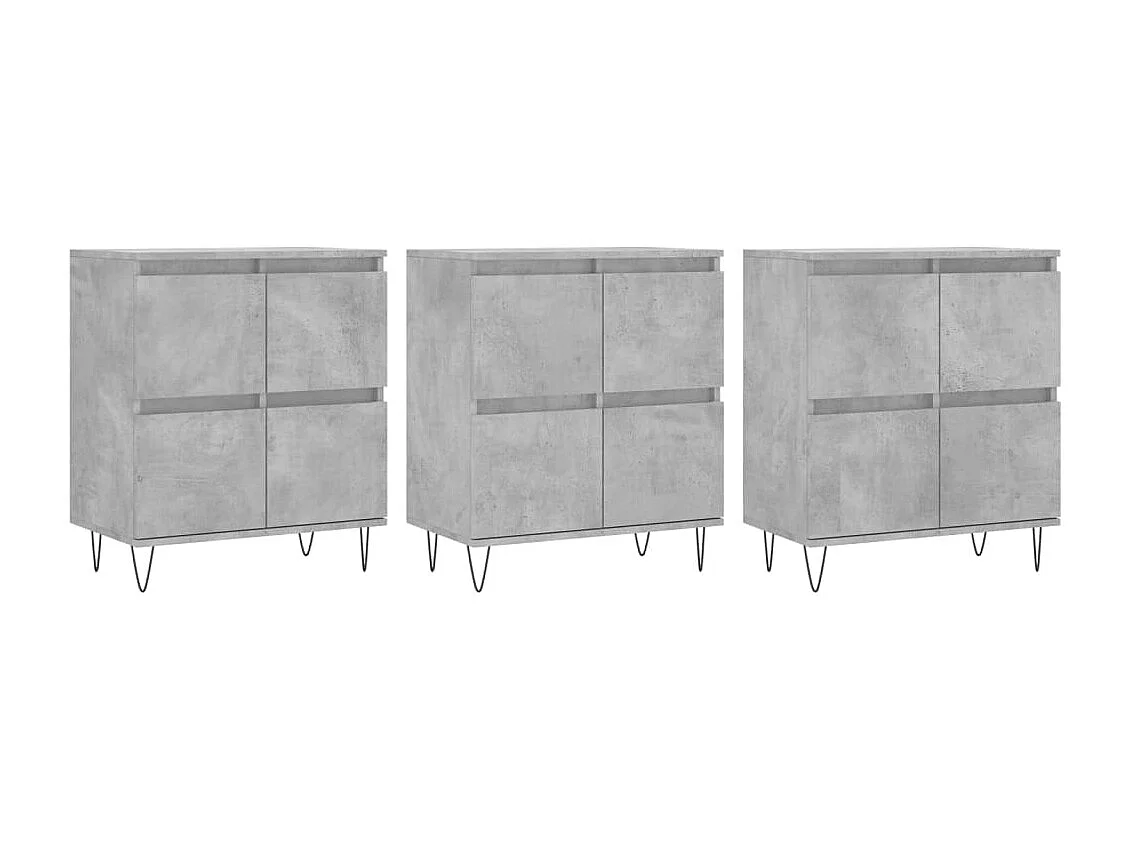 Credenze | Buffet | Armadi 3 pz Grigio Cemento in Legno Multistrato