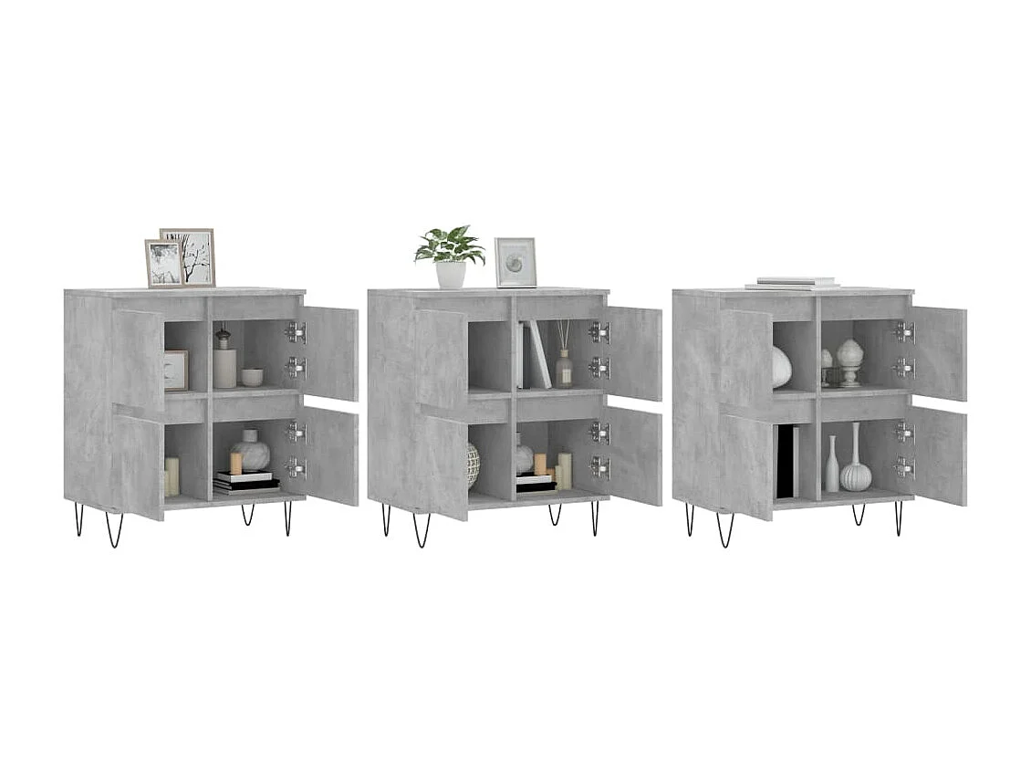 Credenze | Buffet | Armadi 3 pz Grigio Cemento in Legno Multistrato