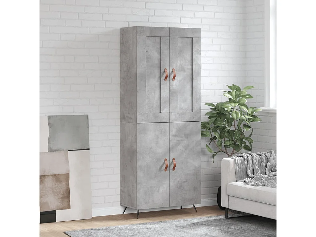 Buffet | Bahut | Meuble de rangement haut Gris béton 69,5x34x180 cm Bois d'ingénierie