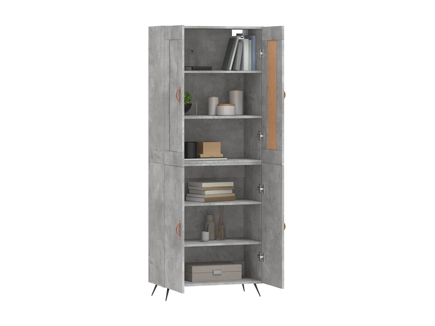 Buffet | Bahut | Meuble de rangement haut Gris béton 69,5x34x180 cm Bois d'ingénierie