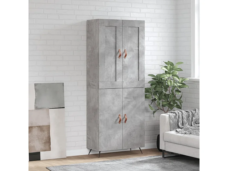 Buffet | Bahut | Meuble de rangement haut Gris béton 69,5x34x180 cm Bois d'ingénierie