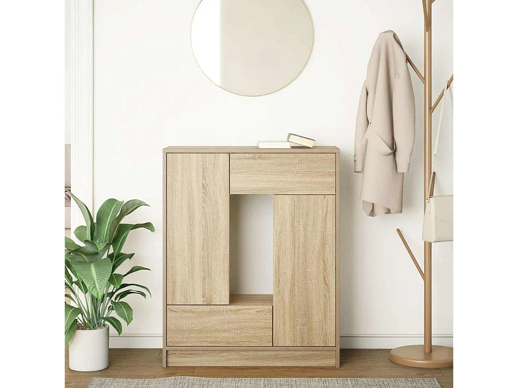 Buffet | Commode à tiroir | Meuble de rangement avec tiroirs et portes chêne sonoma 73x31x90 cm