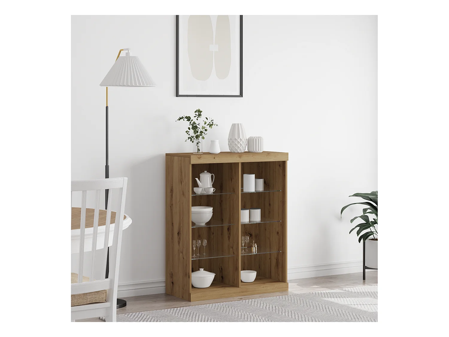 Buffet | Bahut | Meuble de rangement avec lumières LED Chêne Artisan 41x37x100 cm