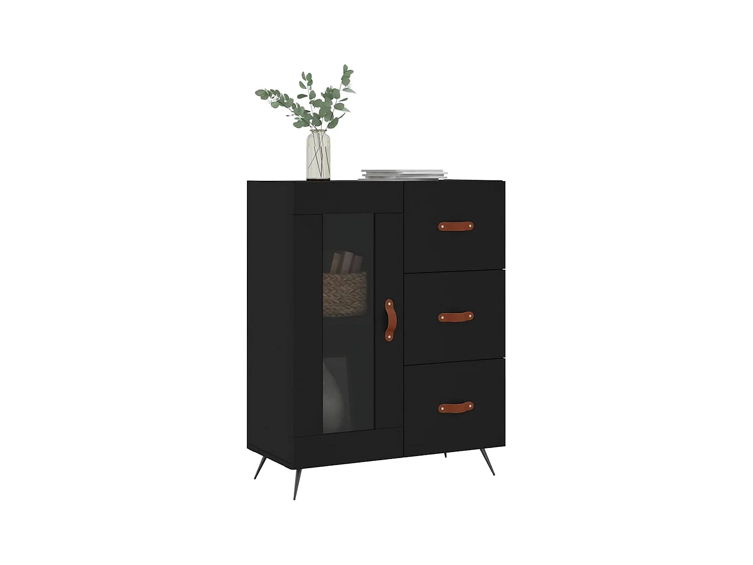 Buffet | Bahut | Meuble de rangement noir 69,5x34x90 cm bois d'ingénierie