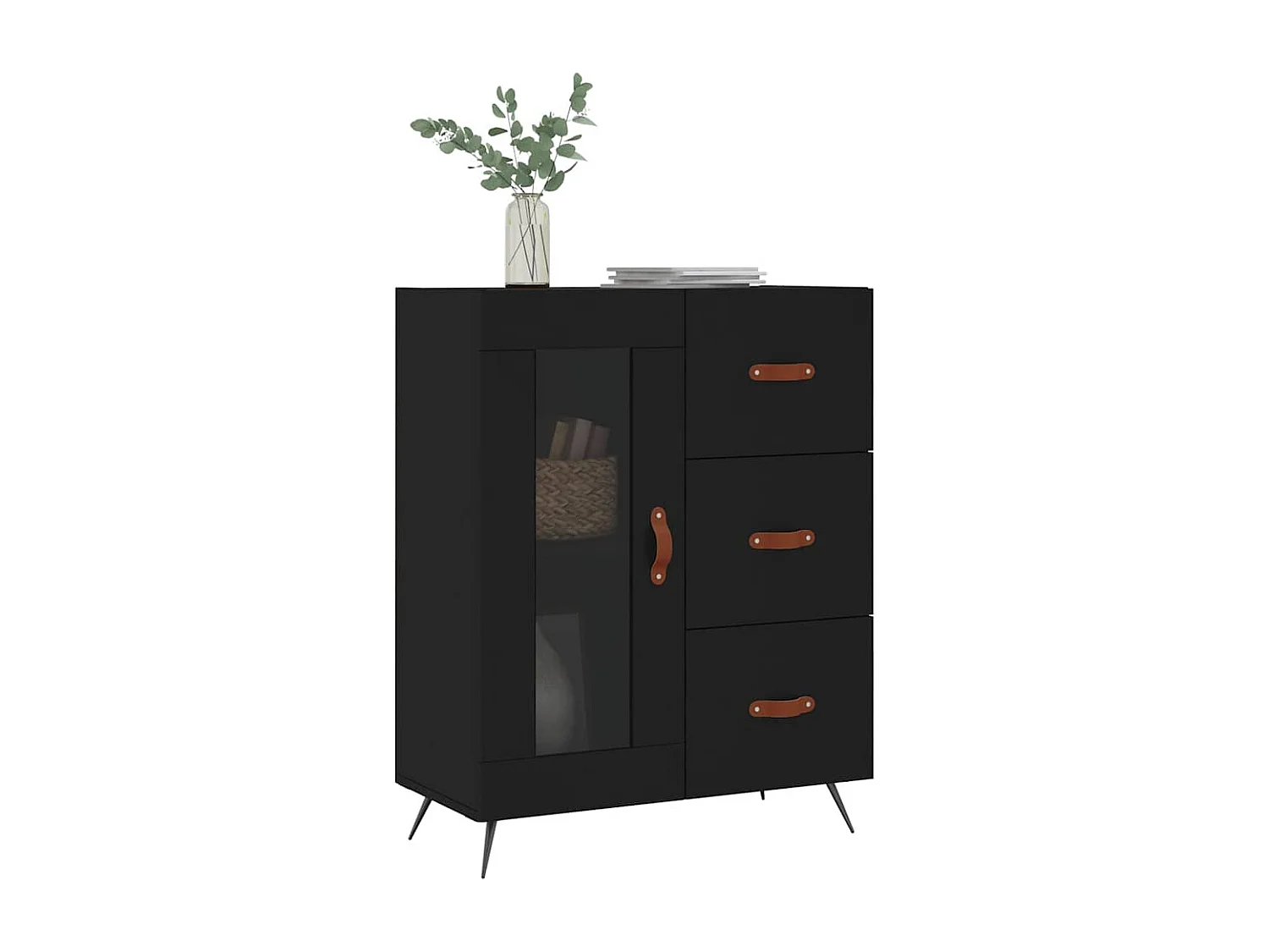 Buffet | Bahut | Meuble de rangement noir 69,5x34x90 cm bois d'ingénierie