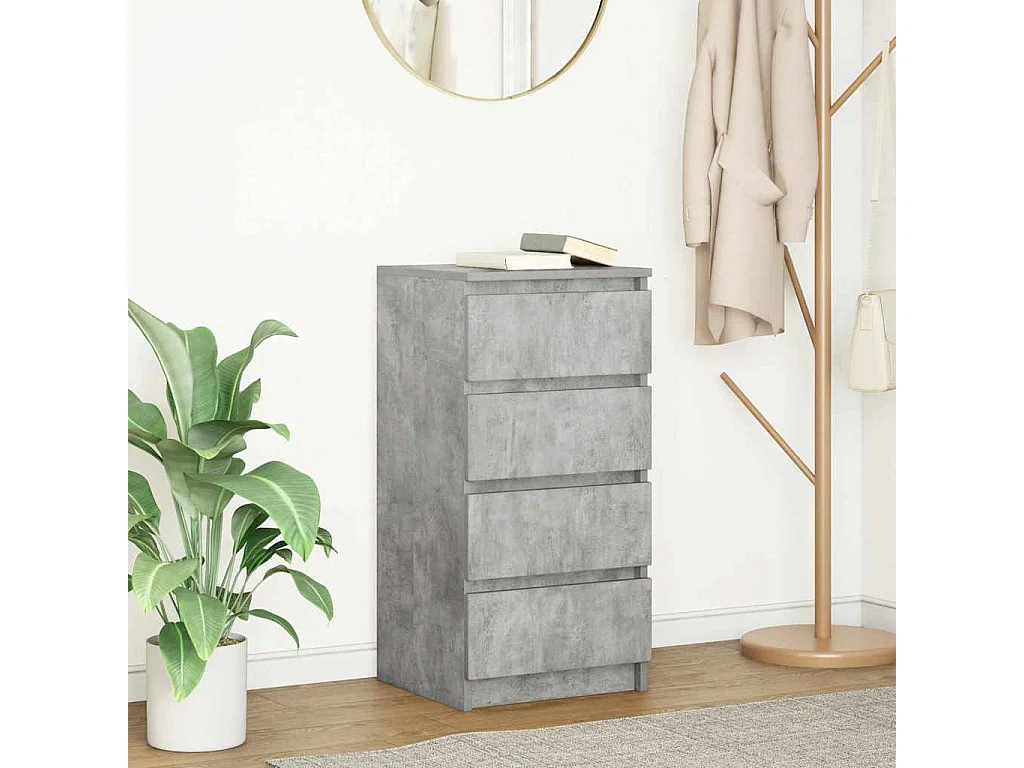 Buffet | Commode à tiroir | Meuble de rangement gris béton 37,5x35x76 cm bois d'ingénierie