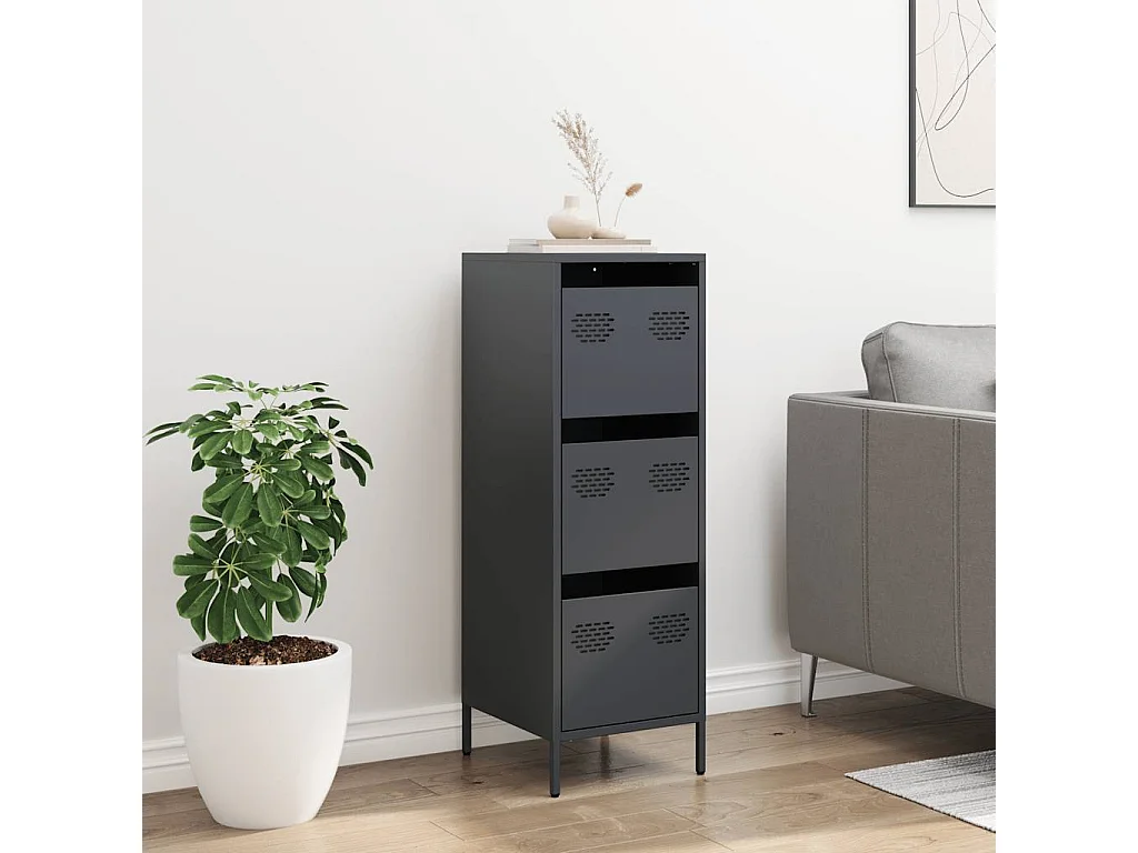 Credenza | Buffet | Armadio Antracite 39x35x103,5 cm Acciaio