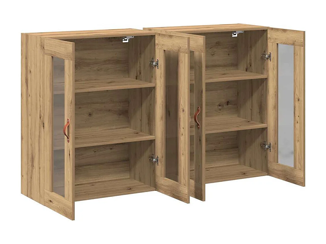 Credenza | Mobile | Armadio a parete 2 pezzi in rovere artigianale 69,5 x 34 x 90 cm in legno ingegnerizzato.