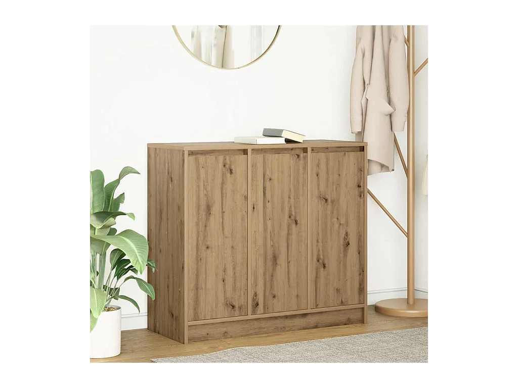 Buffet | Bahut | Meuble de rangement chêne artisanal 85x34x76 cm bois d'ingénierie