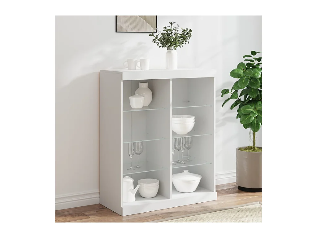 Credenza | Buffet | Armadio con Luci LED Bianca 81x37x100 cm