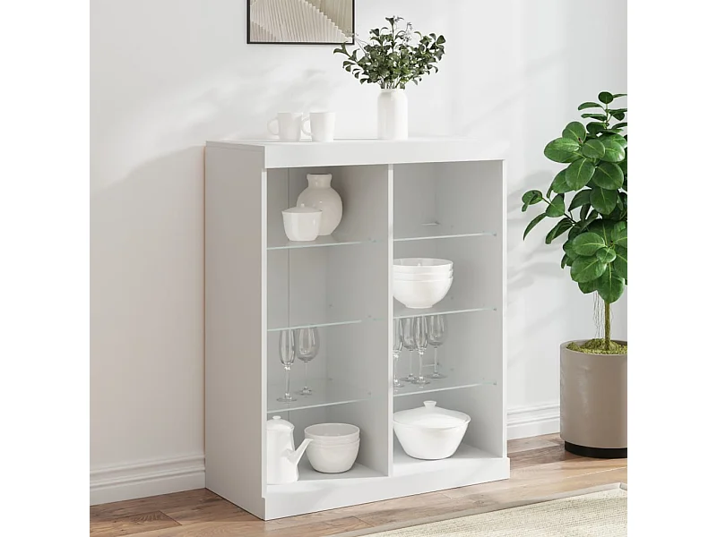 Credenza | Buffet | Armadio con Luci LED Bianca 81x37x100 cm