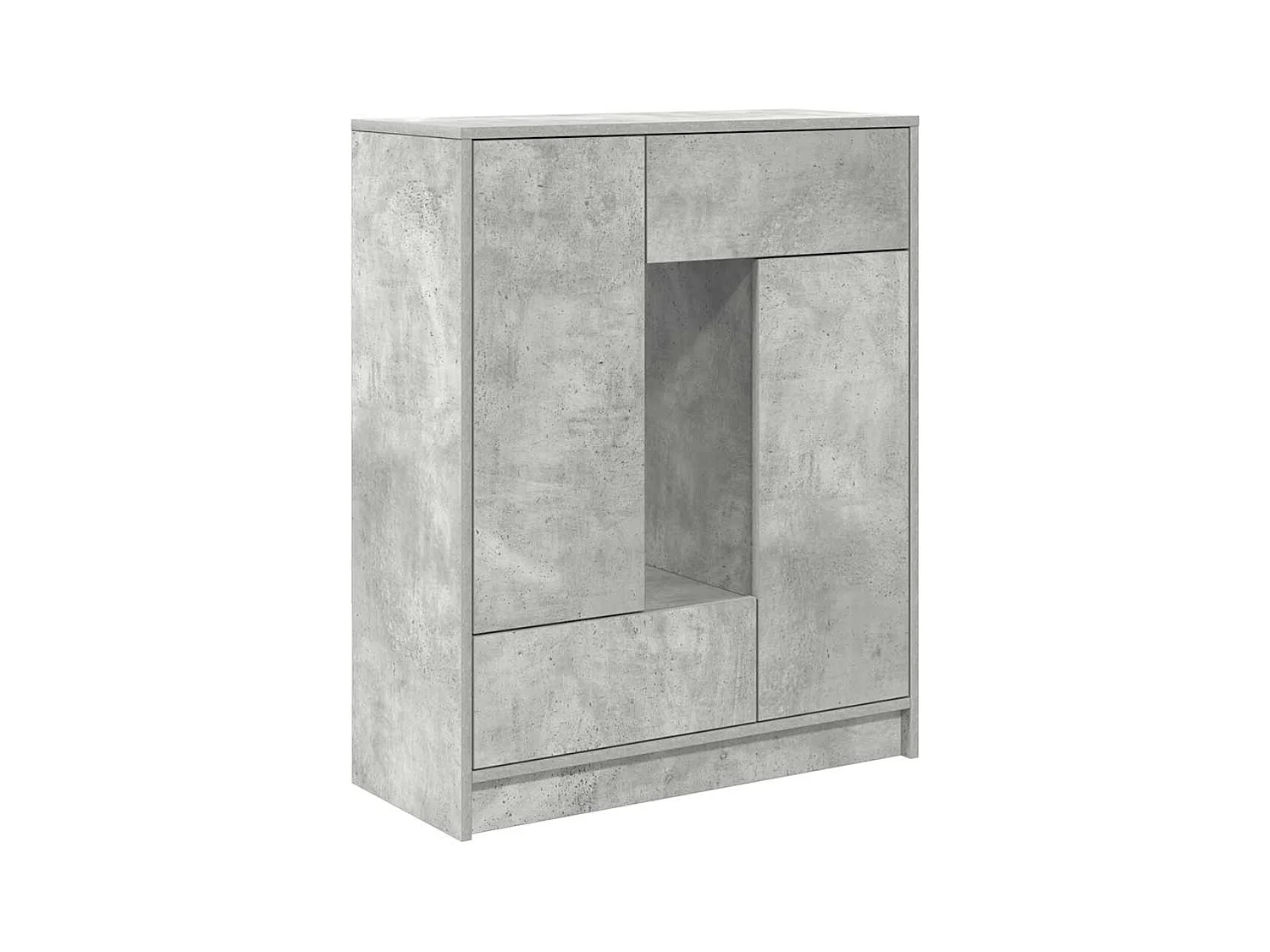 Credenza | Buffet | Armadio con Cassetti e Ante Grigio Cemento 73x31x90 cm