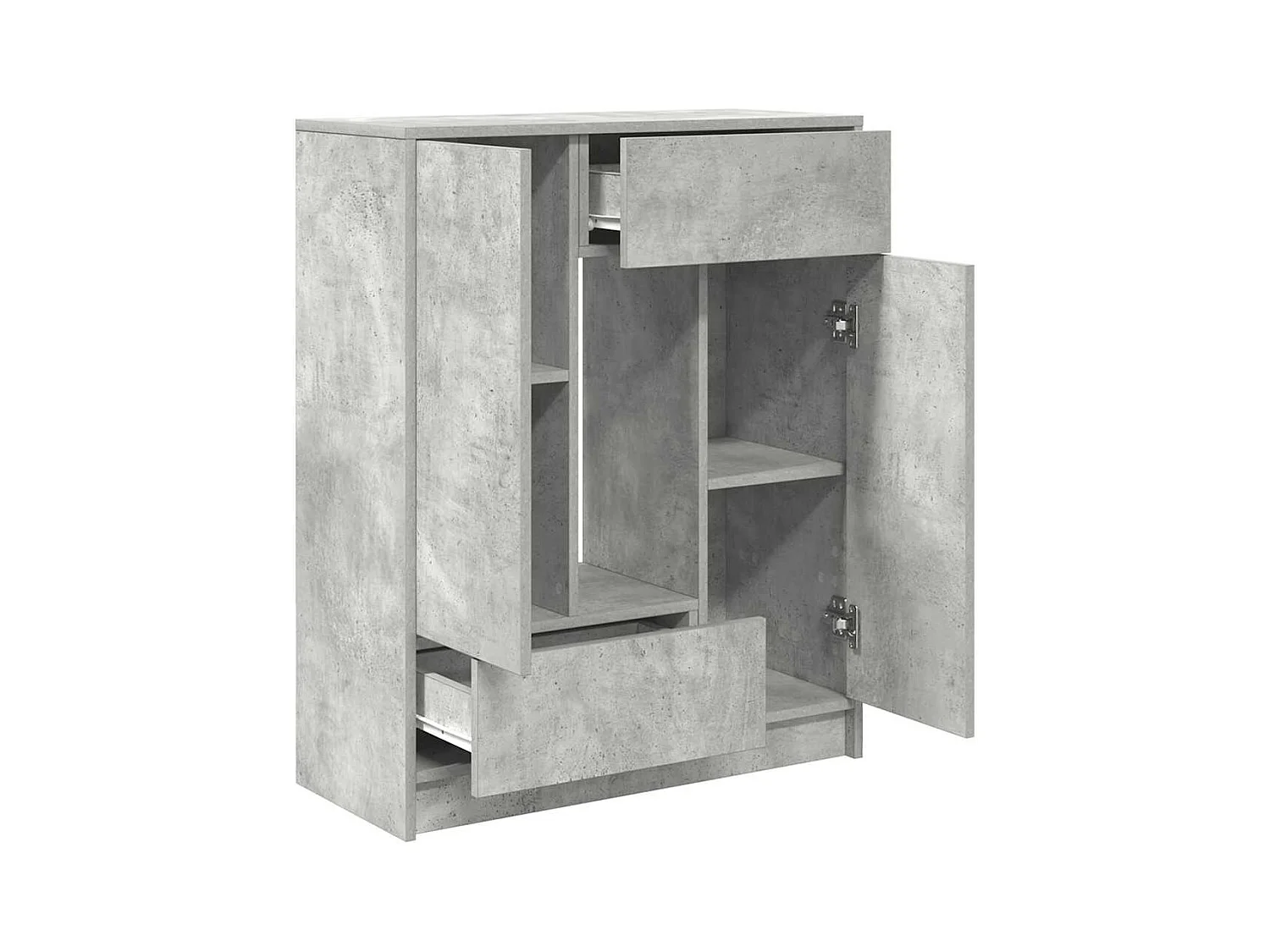 Credenza | Buffet | Armadio con Cassetti e Ante Grigio Cemento 73x31x90 cm