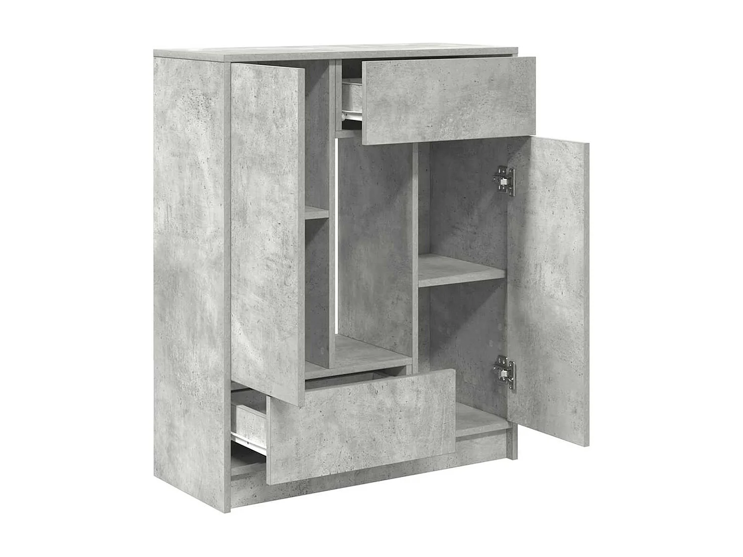 Buffet | Commode à tiroir | Meuble de rangement avec tiroirs et portes gris béton 73x31x90 cm