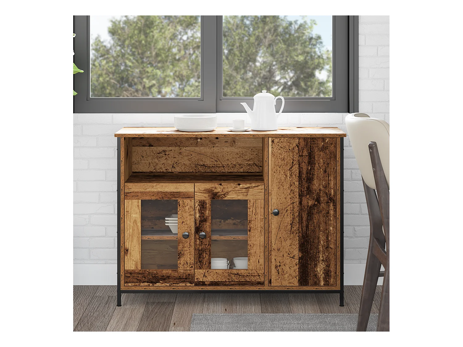 Buffet | Bahut | Meuble de rangement en bois vieux 100x35x75 cm en bois d'ingénierie