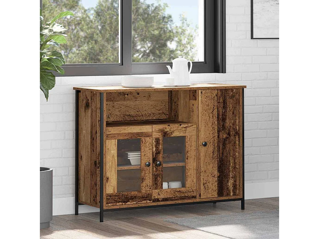 Buffet | Bahut | Meuble de rangement en bois vieux 100x35x75 cm en bois d'ingénierie