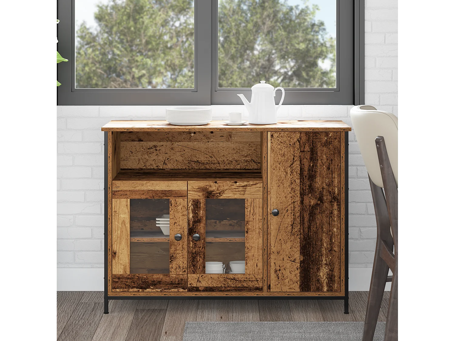 Buffet | Bahut | Meuble de rangement en bois vieux 100x35x75 cm en bois d'ingénierie