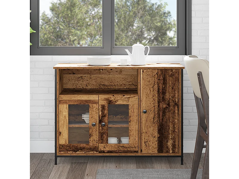 Buffet | Bahut | Meuble de rangement en bois vieux 100x35x75 cm en bois d'ingénierie
