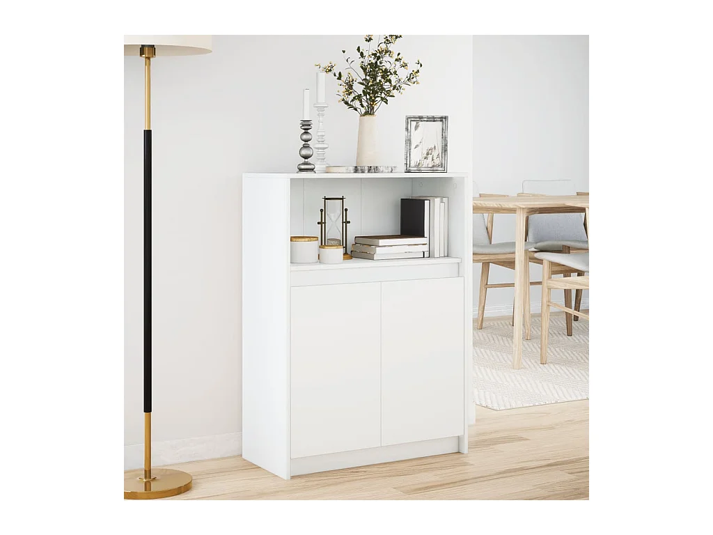 Credenza | Buffet | Armadio con LED Bianca 72x34x100 cm in Legno Multistrato