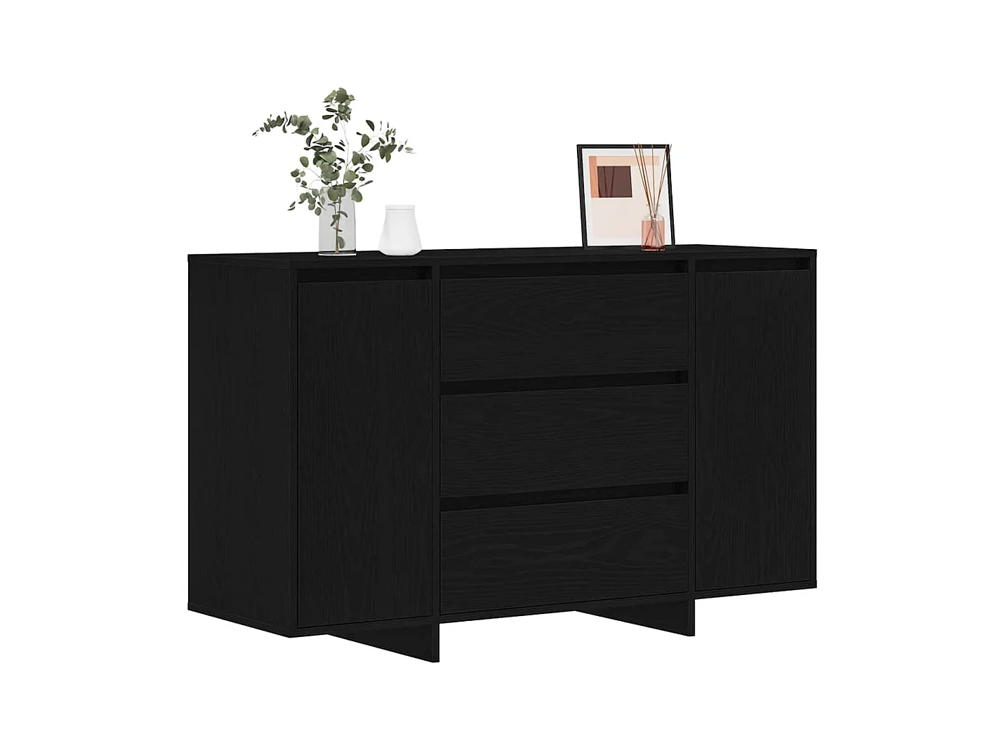 Sideboard | Credenza | Armadio Nero Rovere 120x41x75 cm in Legno ingegnerizzato