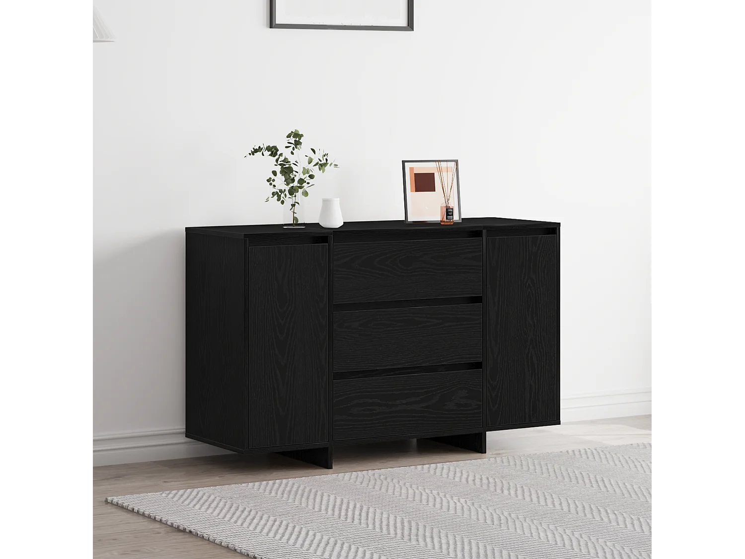 Buffet | Bahut | Meuble de rangement Noir Chêne 120x41x75 cm Bois d'ingénierie