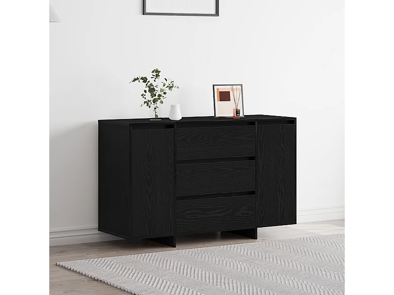 Buffet | Bahut | Meuble de rangement Noir Chêne 120x41x75 cm Bois d'ingénierie