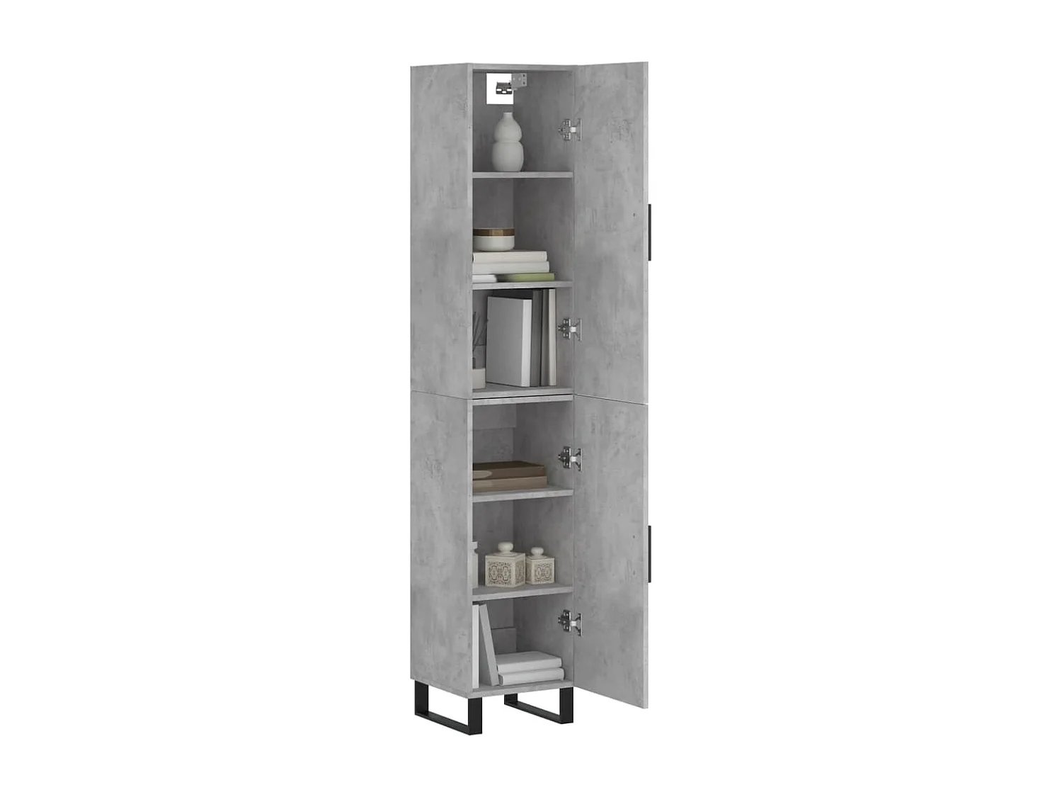 Buffet | Bahut | Meuble de rangement haut Gris béton 34,5x34x180 cm Bois d'ingénierie