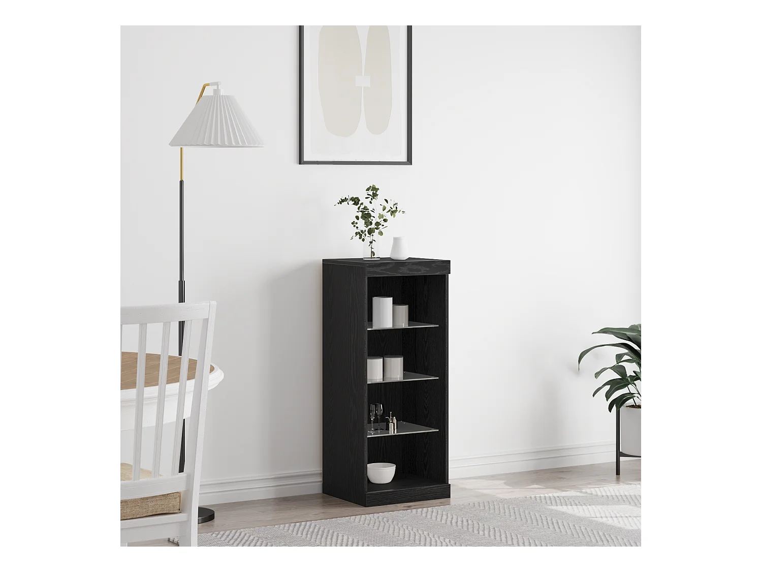 Sideboard | Credenza | Armadio con luci LED in rovere nero 41x37x100 cm