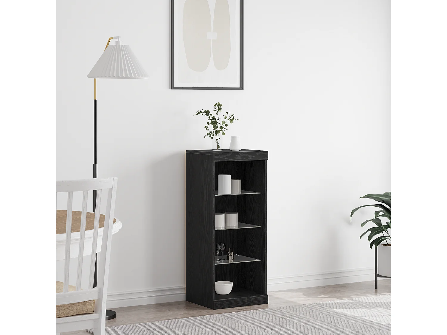 Buffet | Bahut | Meuble de rangement avec lumières LED Chêne noir 41x37x100 cm