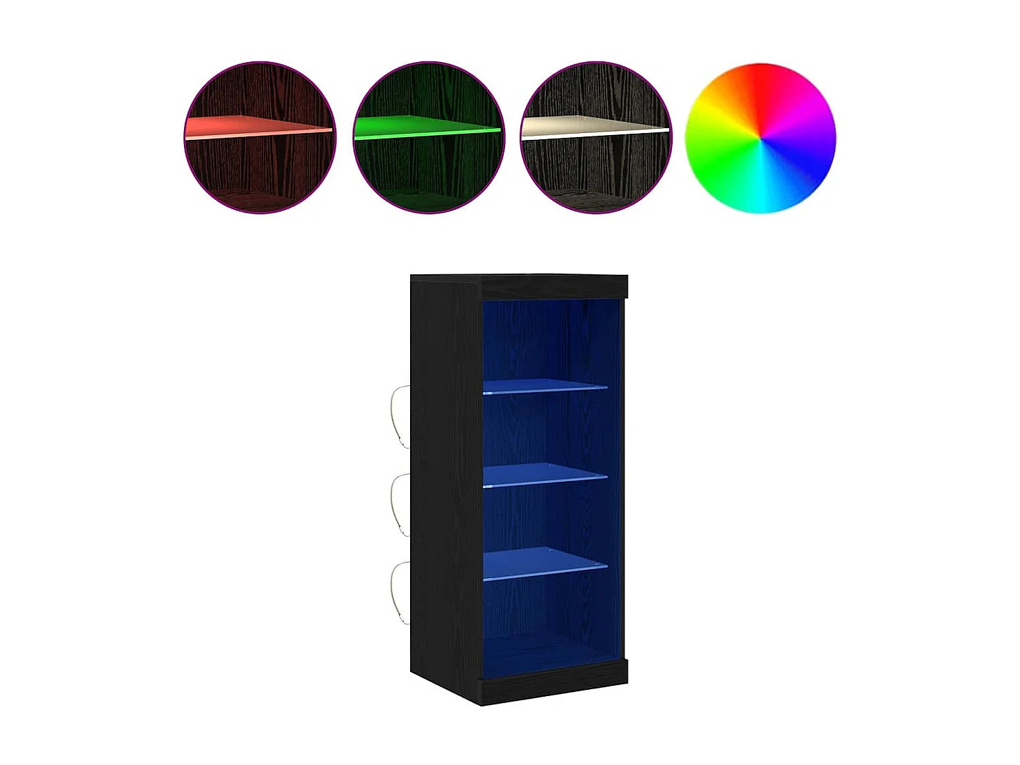 Buffet | Bahut | Meuble de rangement avec lumières LED Chêne noir 41x37x100 cm