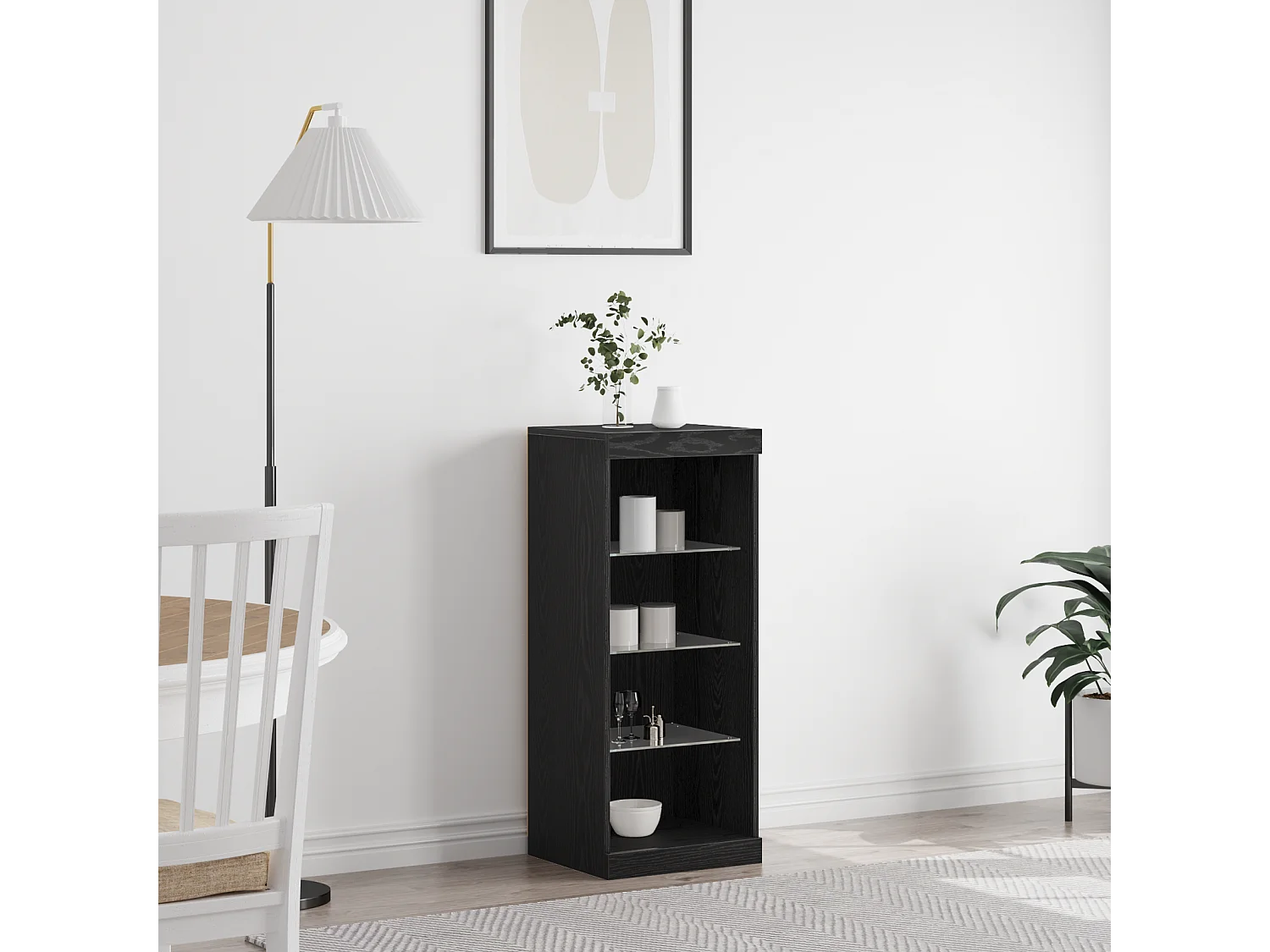 Buffet | Bahut | Meuble de rangement avec lumières LED Chêne noir 41x37x100 cm