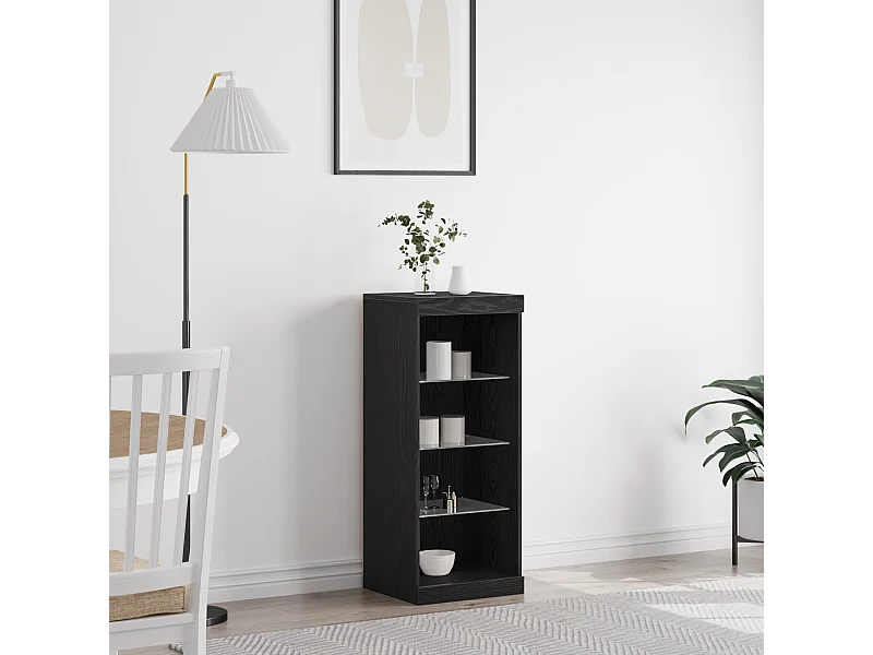 Buffet | Bahut | Meuble de rangement avec lumières LED Chêne noir 41x37x100 cm