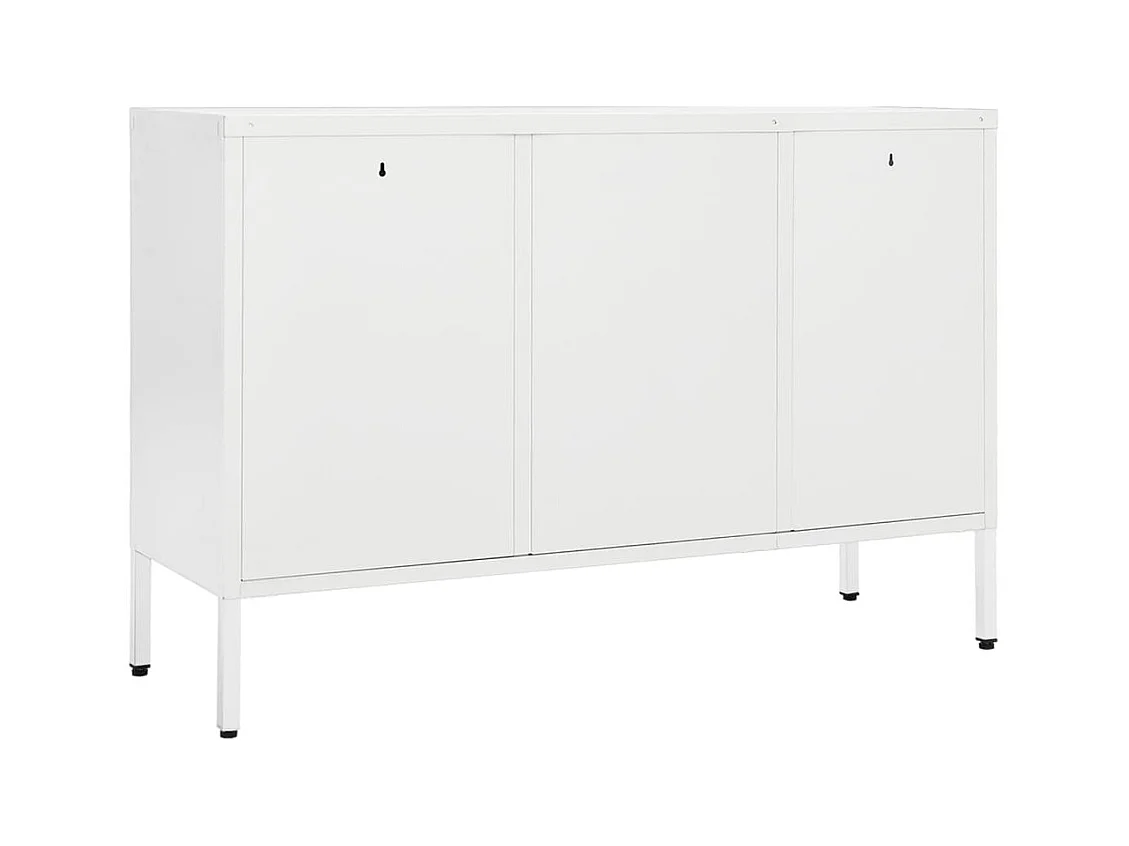Buffet | Commode à tiroir | Meuble de rangement Blanc 105x35x70 cm Acier et verre trempé
