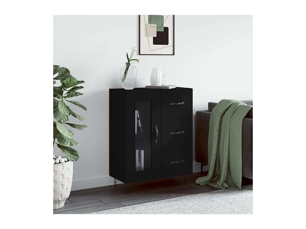 Buffet | Bahut | Meuble de rangement noir 69,5x34x90 cm bois d'ingénierie