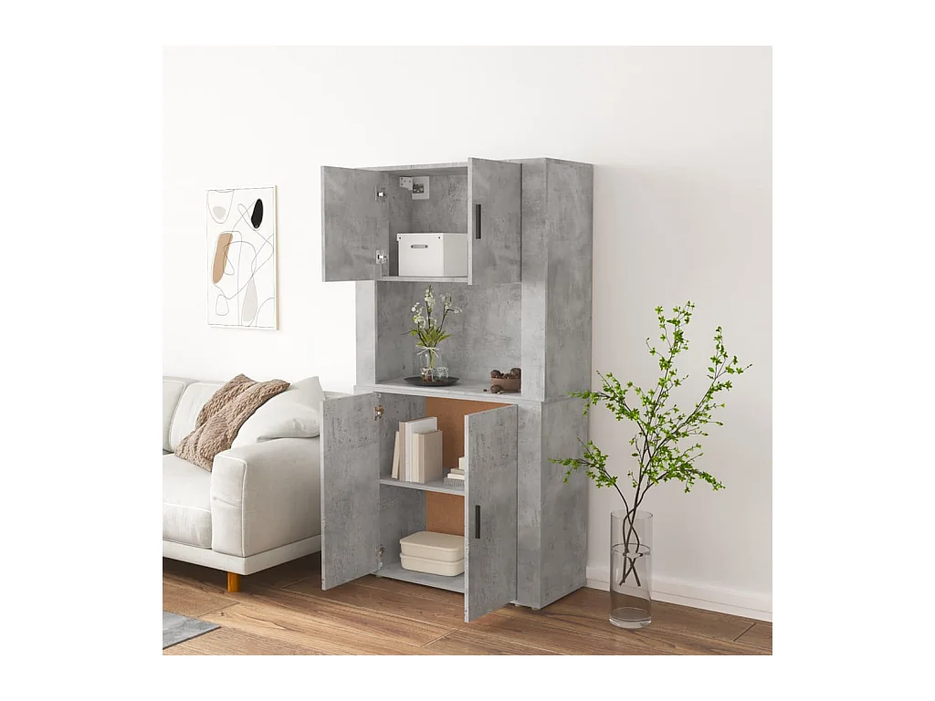 Credenza | Buffet | Armadio Grigio Cemento in Legno Multistrato