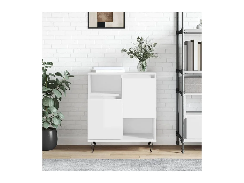 Credenza | Buffet | Armadio Bianco Lucido 60x35x70 cm in Legno Multistrato