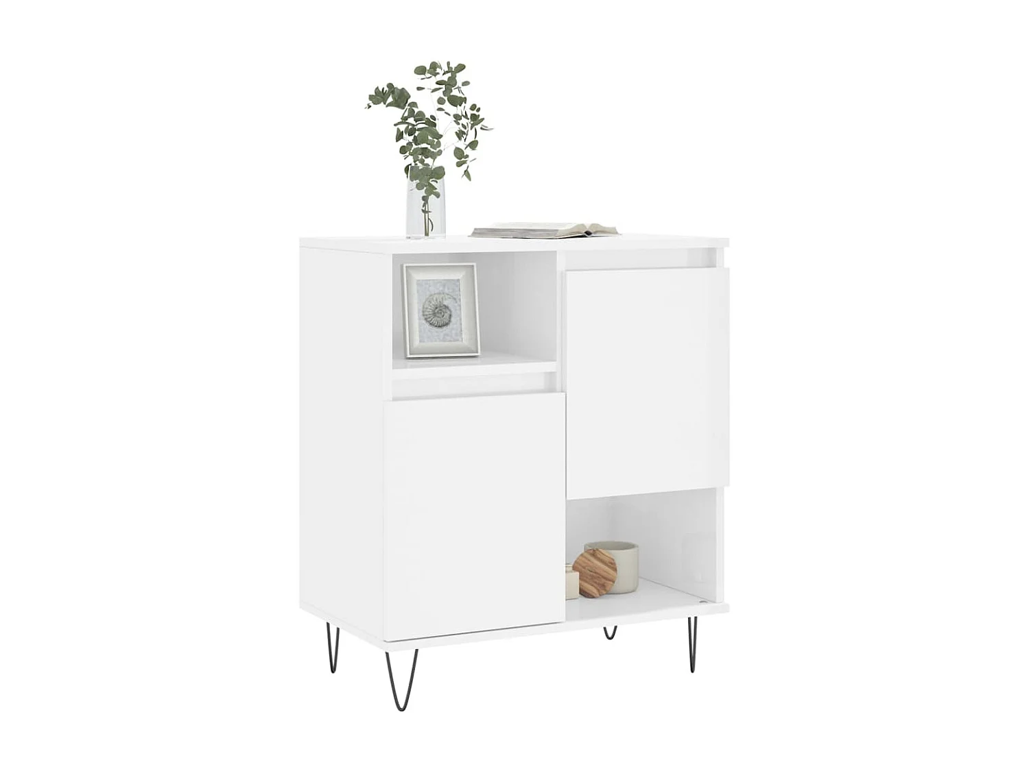 Credenza | Buffet | Armadio Bianco Lucido 60x35x70 cm in Legno Multistrato