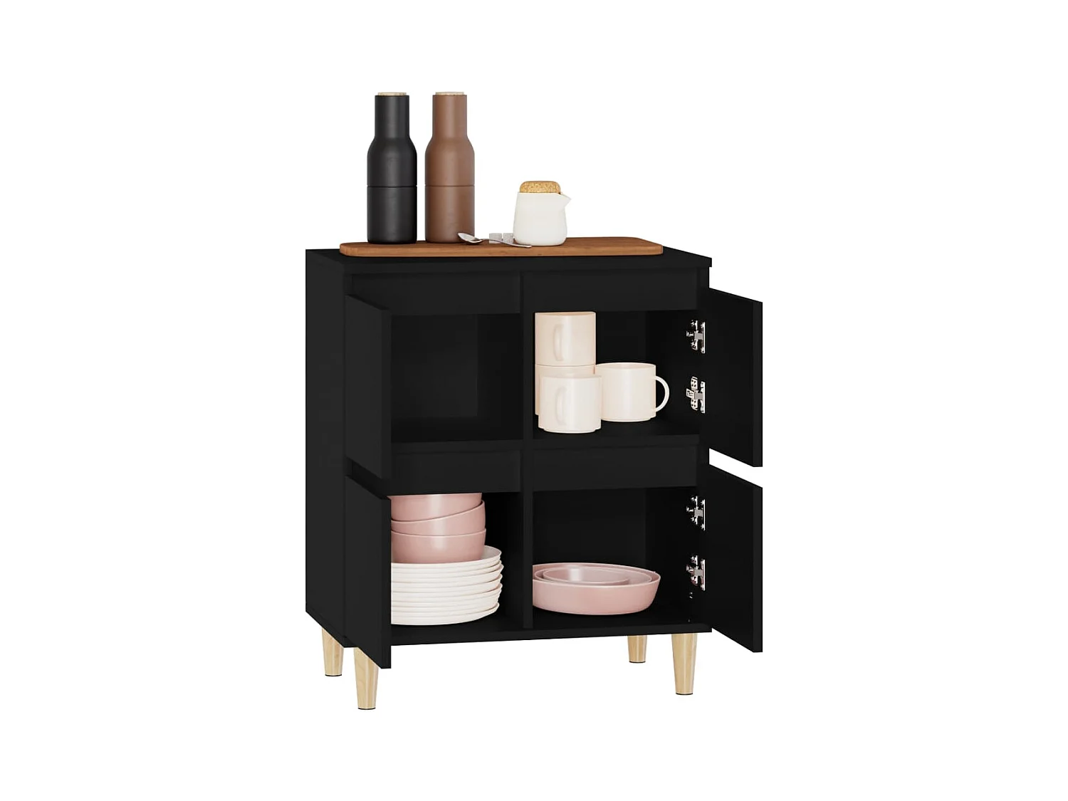 Credenza | Buffet | Armadio Nero 60x35x70 cm in Legno Multistrato