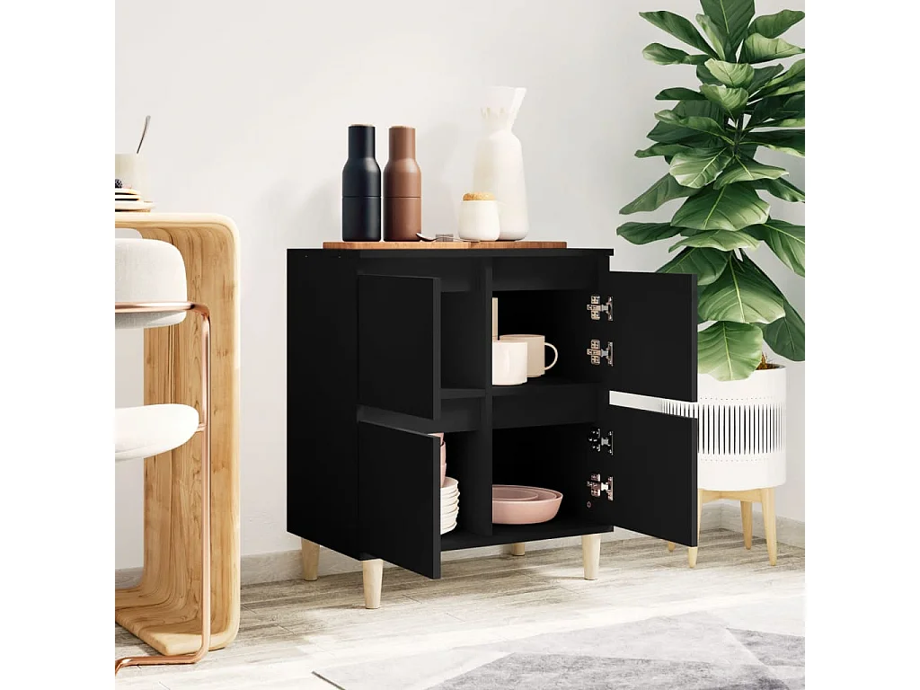 Buffet | Bahut | Meuble de rangement Noir 60x35x70 cm Bois d'ingénierie