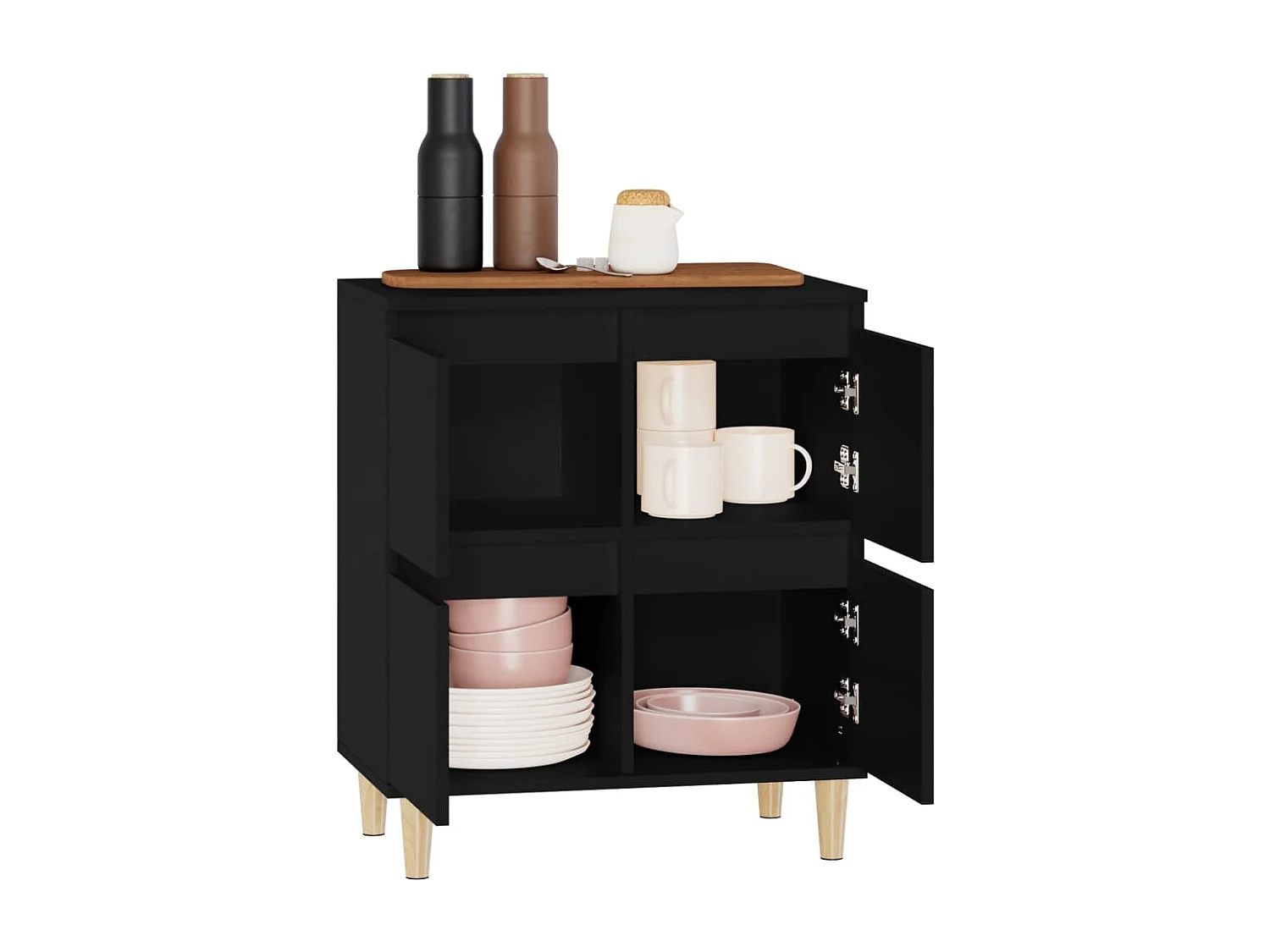 Buffet | Bahut | Meuble de rangement Noir 60x35x70 cm Bois d'ingénierie