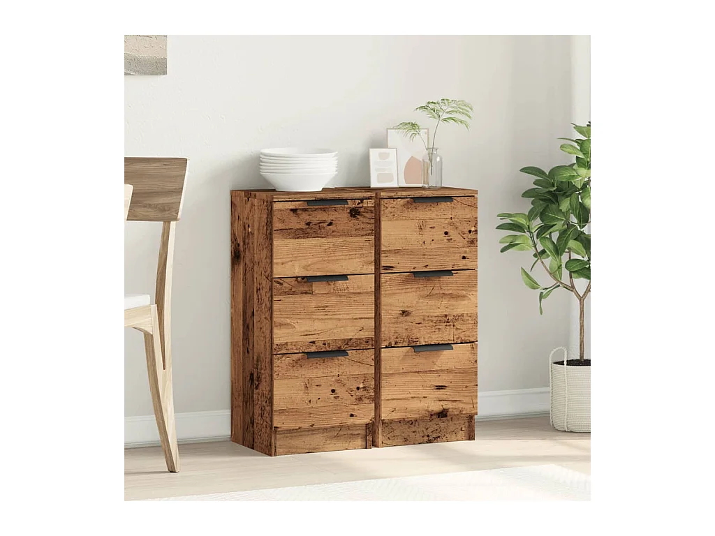 Buffets | Bahuts | Meuble de rangement 2 pcs vieux bois 30x30x70 cm bois d'ingénierie