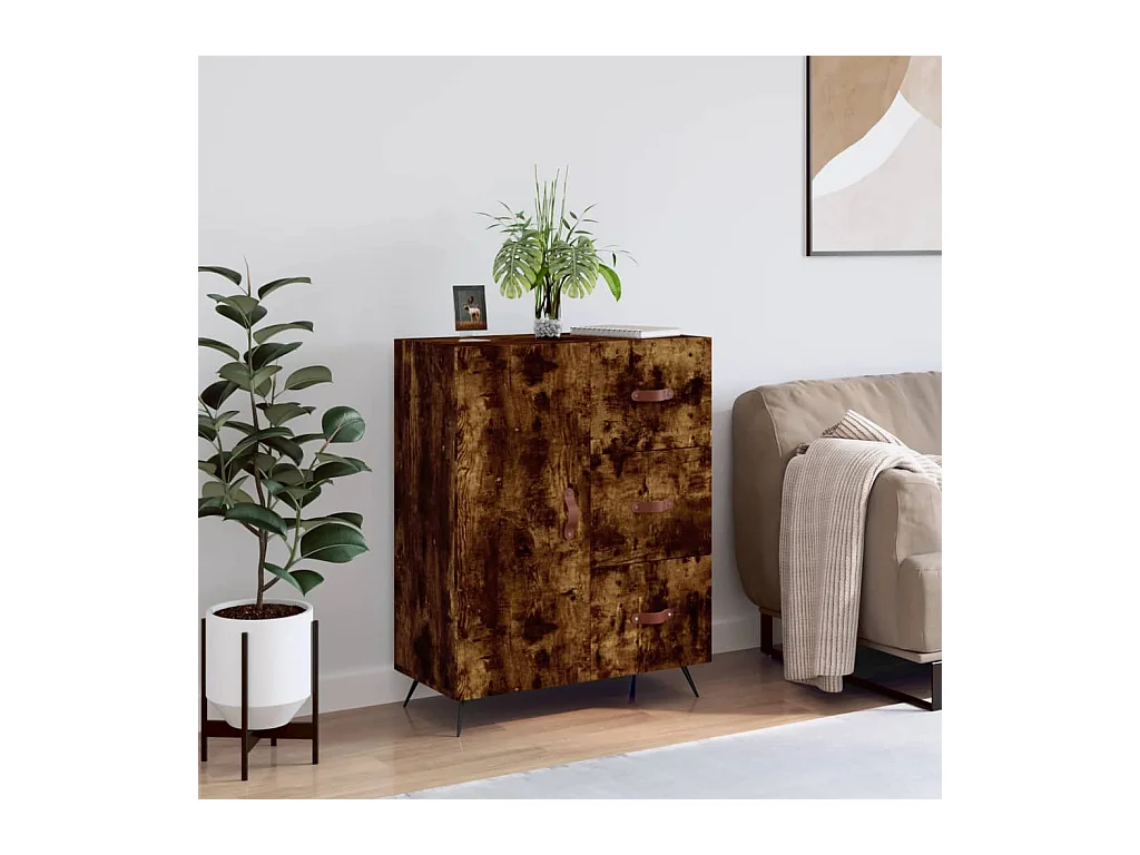 Buffet | Bahut | Meuble de rangement chêne fumé 69,5x34x90 cm bois d'ingénierie