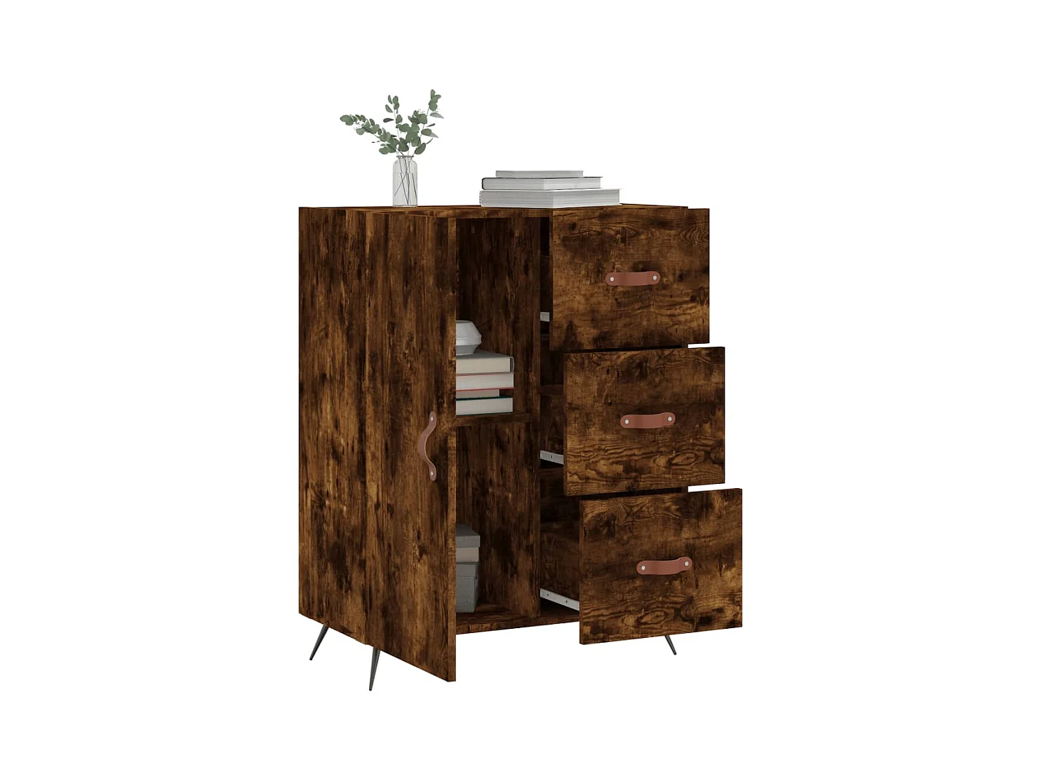 Buffet | Bahut | Meuble de rangement chêne fumé 69,5x34x90 cm bois d'ingénierie