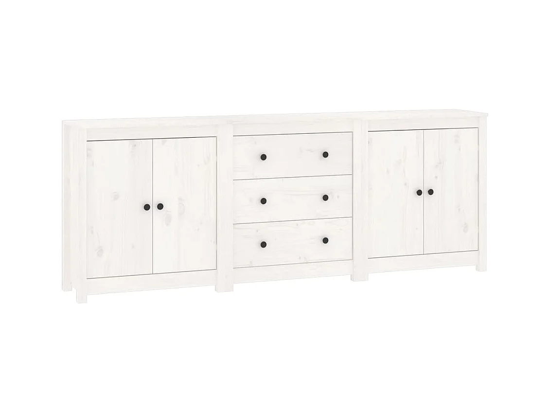 Buffet | Commode à tiroir | Meuble de rangement Blanc 210x35x80 cm Bois massif de pin